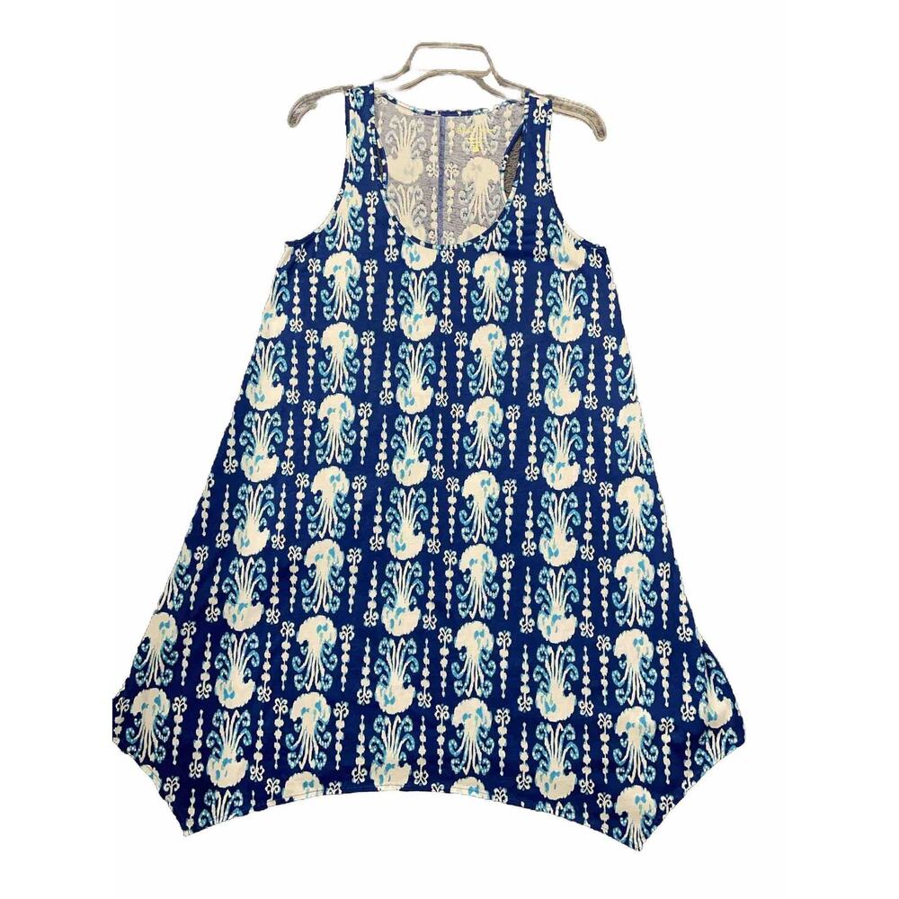 Lilly Pulitzer Tank Dress Blue Get In Line Pima Cotton Racer Back Sz M NWOT 411